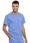 Cherokee Unisex Tuckable V-Neck Scrub Top, Ciel Blue