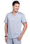 Cherokee Men's Grey V-Neck Scrub Top with Pocket