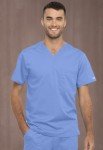 Cherokee Unisex Tuckable V-Neck Scrub Top, Ciel Blue