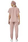 BuyiRen Women's Pink Scrub Set with Cap