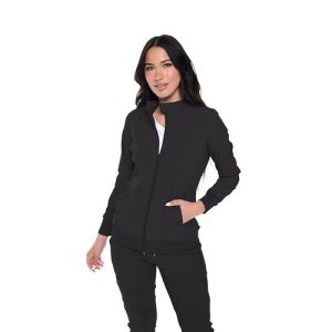 Monarch Women's Black Zip Scrub Warm-Up Jacket