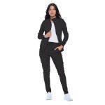Monarch Women's Black Zip Scrub Warm-Up Jacket