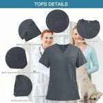 VIAOLI Women's V-Neck Scrub Set with Pockets