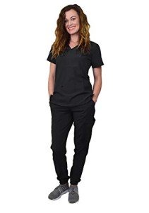 Women's Jogger Scrub Set - Black, Large