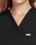 Women’s V-Neck Black Medical Scrub Top with Pocket