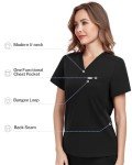 Women’s V-Neck Black Medical Scrub Top with Pocket