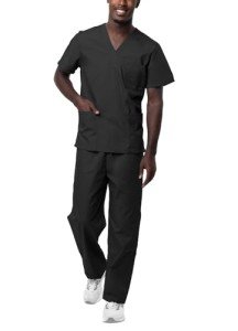 Sivvan Unisex Black Scrub Set - V-Neck & Pants