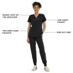 Kitmaz Women's Black V-Neck Medical Scrub Tops