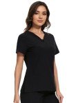 CozyFit Women's V-Neck Scrub Top - Black