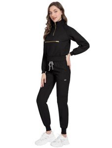 Women's Long Sleeve Scrub Set with Zipper