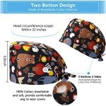Geyoga Adjustable 6-Pack Bouffant Caps with Buttons