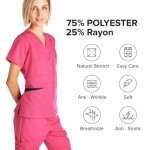 Dagacci Women's Stretch Black Scrubs Set with Pockets