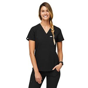 FIGS Catarina Women's One-Pocket Scrub Top - Black