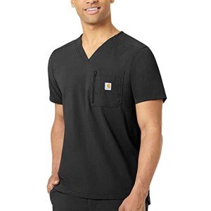 Carhartt Men's Modern Fit Tuck-in Scrub Top, Black