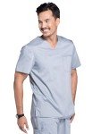 Cherokee Men's V-Neck Grey Scrub Top with Pocket