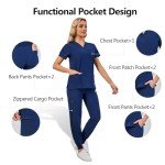 Women's V-Neck Scrub Set with Jogger Pants