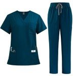 Women's Cool Stretch V-Neck Scrub Set - Turquoise