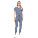 Unisex 4-Way Stretch Jogger Scrub Set - Pewter Gray