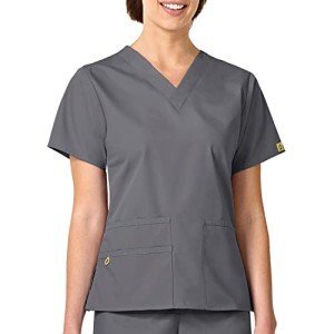 WonderWink Women's Bravo V-Neck Pewter Scrubs Top