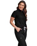 Slim Fit Black Women's Scrub Set with Jogger Pants