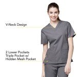 WonderWink Women's Bravo V-Neck Pewter Scrubs Top