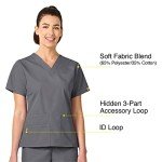 WonderWink Women's Bravo V-Neck Pewter Scrubs Top