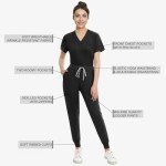 Eadflie Women's V-Neck Scrub Set with Joggers
