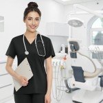 Eadflie Women's V-Neck Scrub Set with Joggers