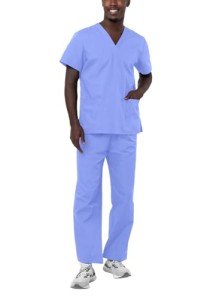 Adar Universal Unisex Drawstring Scrubs - Ceil Blue