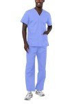 Adar Universal Unisex Drawstring Scrubs - Ceil Blue