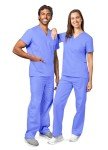Adar Universal Unisex Drawstring Scrubs - Ceil Blue