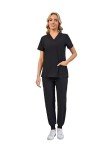 Women's V-Neck Scrub Top & Jogger Pants Set