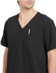 Men's V-Neck Mandala Black Scrub Top with Pockets