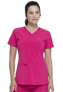 Dickies Women's V-Neck Scrub Top - Hot Pink
