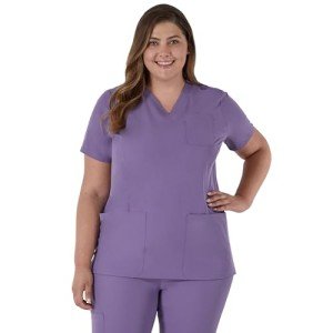 Hanes Women's Moisture-Wicking Healthcare Top - Soft Plum