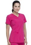 Dickies Women's V-Neck Scrub Top - Hot Pink