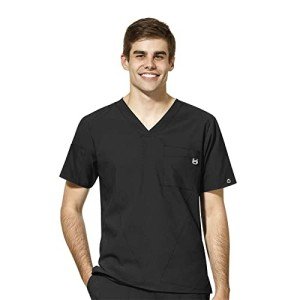 Men's Wink W123 V-Neck Scrub Top - Black