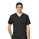 Men's Wink W123 V-Neck Scrub Top - Black