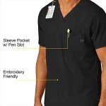 Men's Wink W123 V-Neck Scrub Top - Black