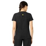 WonderWink Women's Sporty V-Neck Scrub Top - Black