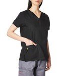 WonderWink Women's Sporty V-Neck Scrub Top - Black