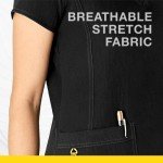 WonderWink Women's Sporty V-Neck Scrub Top - Black