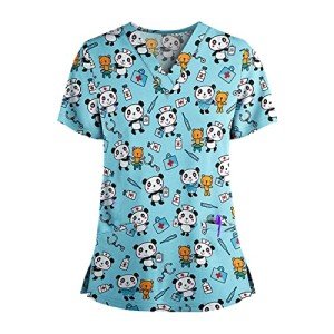 Cute Panda Graphic Medical Scrubs for Women