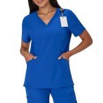 Hanes Women's Moisture-Wicking Royal Blue Scrub Top