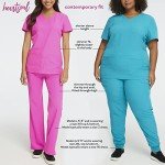 HeartSoul Women's V-Neck Medical Scrub Top - Flamingo