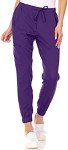 MediChic Women's Moisture-Wicking Scrub Joggers, Grape
