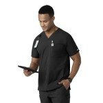 Carhartt Force® Modern Fit V-Neck Scrub Top - Black