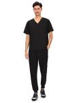 Men's COZYFIT Black Scrubs Set - V-Neck & Joggers