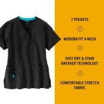 Women’s V-Neck Carhartt Cross-Flex Scrub Top - Black