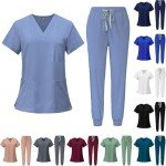 Women's Short Sleeve Classic V-Neck Scrub Set